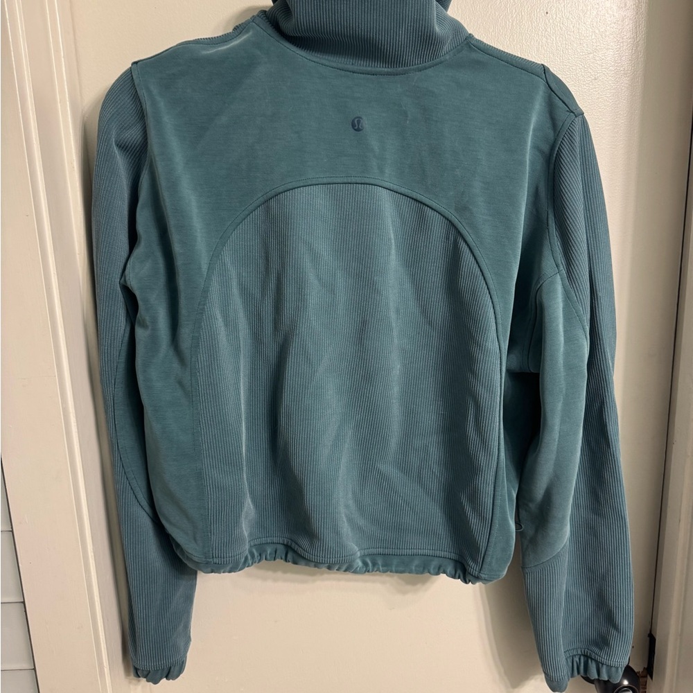 lululemon athletica green jasper softstreme ribbed Half-Zip Sweatshirt - Picture 3 of 5